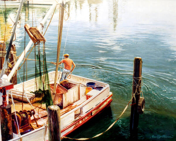 Fishing Poster featuring the painting Making Ready by Randy Welborn