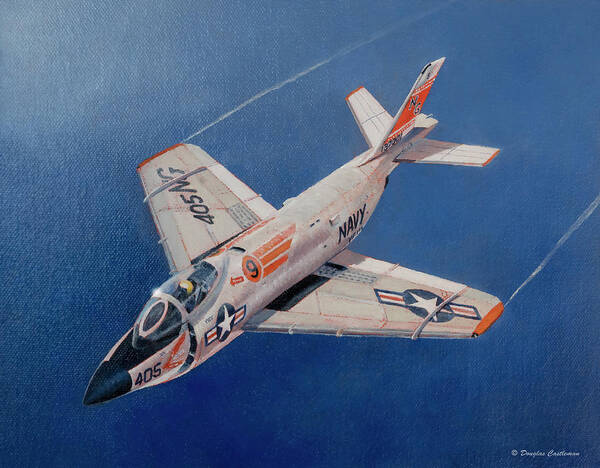 Flying Poster featuring the painting McDonnell F3H Demon by Douglas Castleman