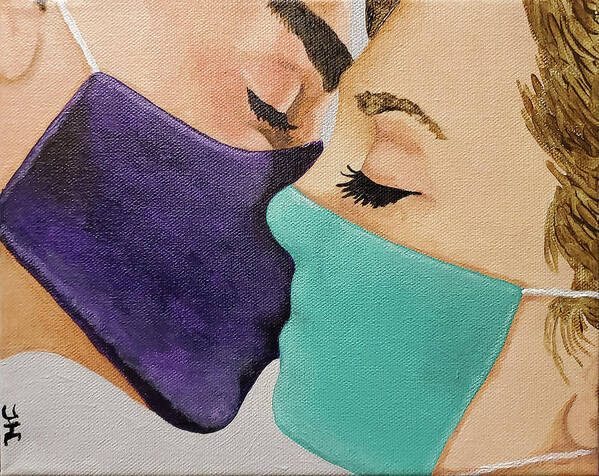 Masks Poster featuring the painting Modern Love by Jean Haynes