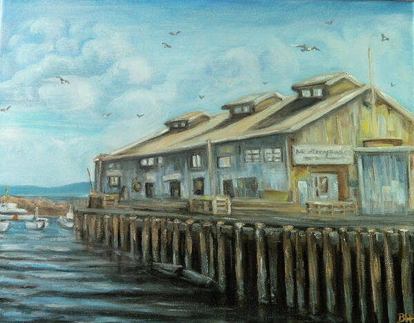 Municiple Wharf Poster featuring the painting Monterey Wharf by Brett Hardin