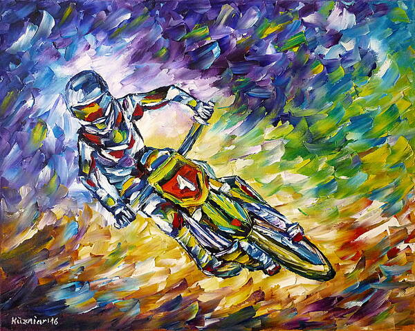 I Love Motocross Poster featuring the painting Motocross I by Mirek Kuzniar