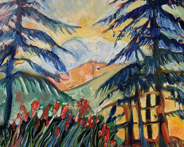 Landscape Poster featuring the painting Mt Rainier by Catharine Gallagher