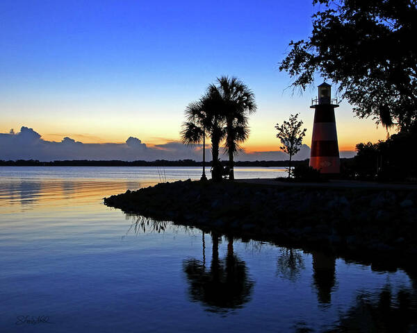 Lighthouse Poster featuring the photograph Mt.Dora Lighthouse at Sunset by Shara Abel