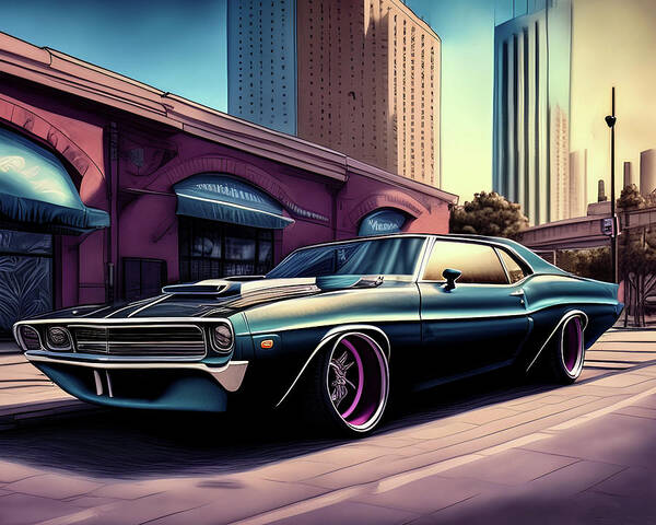 Muscle Cars Poster featuring the digital art Muscle car series 072 by Flees Photos
