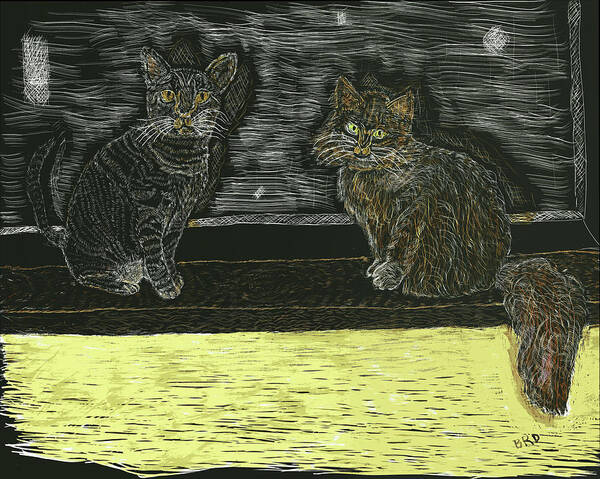 Cats Poster featuring the drawing My Cats by Branwen Drew