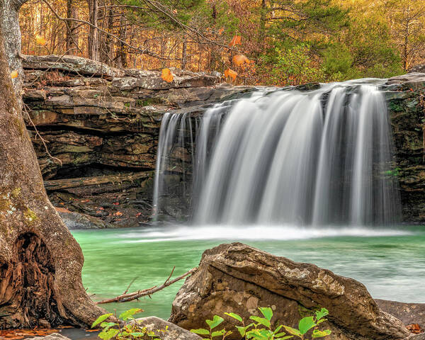 Falling Water Poster featuring the photograph Natural State Autumn Waterfall - Falling Water Falls by Gregory Ballos