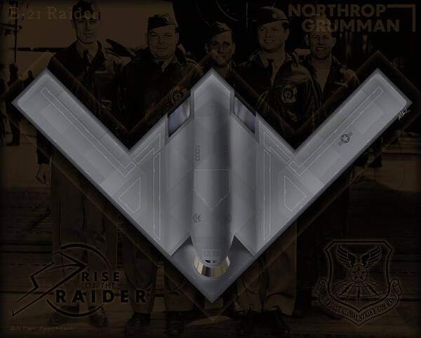 B-21 Poster featuring the digital art Northrop Grumman B-21 Raider by Custom Aviation Art