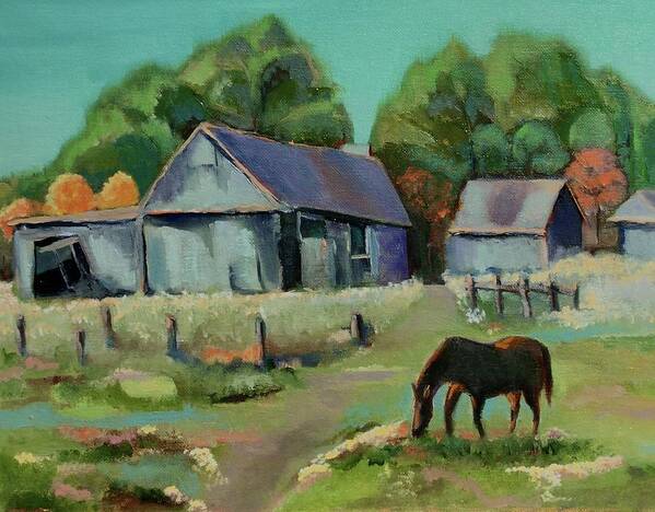 Farm Poster featuring the painting Old farm barns by Lana Sylber