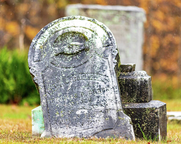 Cemetery Poster featuring the photograph Old Grave Stone by Amelia Pearn