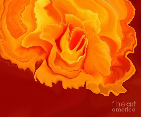 Bright And Beautiful Designs Poster featuring the mixed media Orange rose by Elaine Hayward
