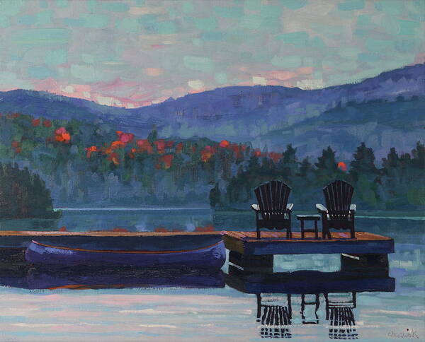 2656 Poster featuring the painting Oxtongue Morning Empty Chairs by Phil Chadwick