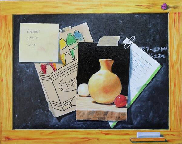 Trompe L'oeil Poster featuring the painting Paper and Chalk by Dorsey Northrup