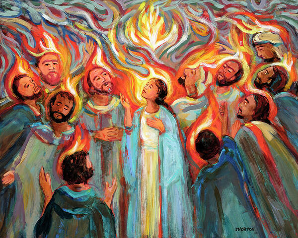 Jen Norton Poster featuring the painting Pentecost by Jen Norton