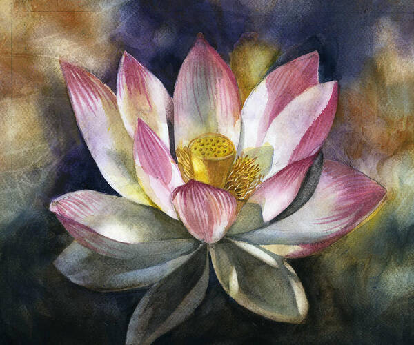 Pink Blossom Poster featuring the painting Pink Lotus Blossom by Alfred Ng