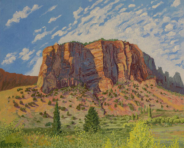 Summer Poster featuring the painting Purple Cliffs by Greg Miller