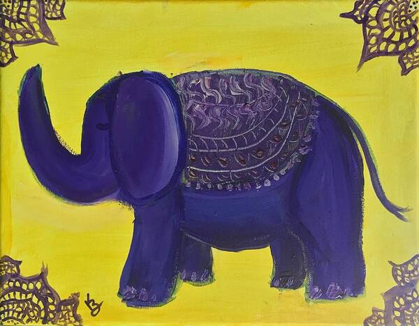 Acrylic Painting Poster featuring the painting Purple Elephant by Karen Buford