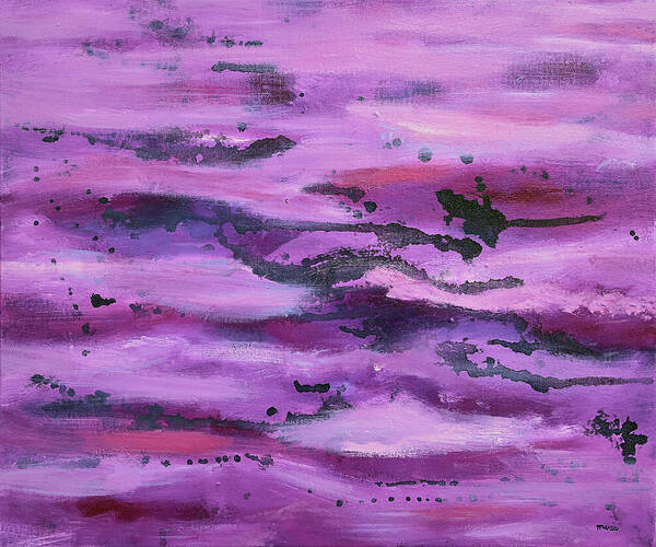 Abstract Poster featuring the painting Purple Sea by Maria Meester