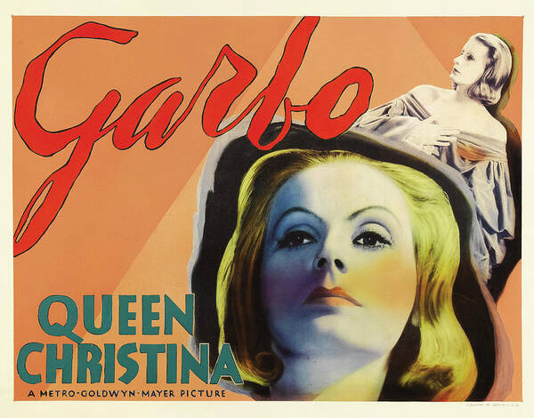 Queen Poster featuring the mixed media ''Queen Christina'', with Greta Garbo, 1933 by Movie World Posters