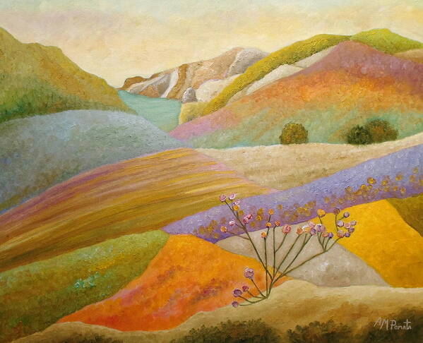 Seascape Poster featuring the painting Rambling Through The Blooming Valley by Angeles M Pomata