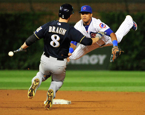 Ninth Inning Poster featuring the photograph Ryan Braun and Starlin Castro by David Banks