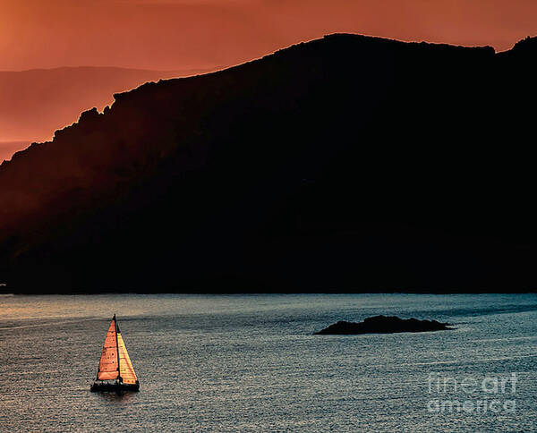 Sunset Poster featuring the photograph Sailing At Sunset by Eleni Synodinou