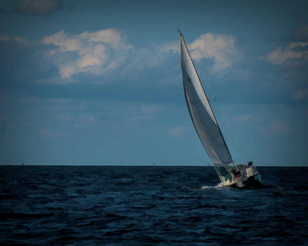 Yacht Poster featuring the photograph Sailing away on Calm Seas by Alan Goldberg