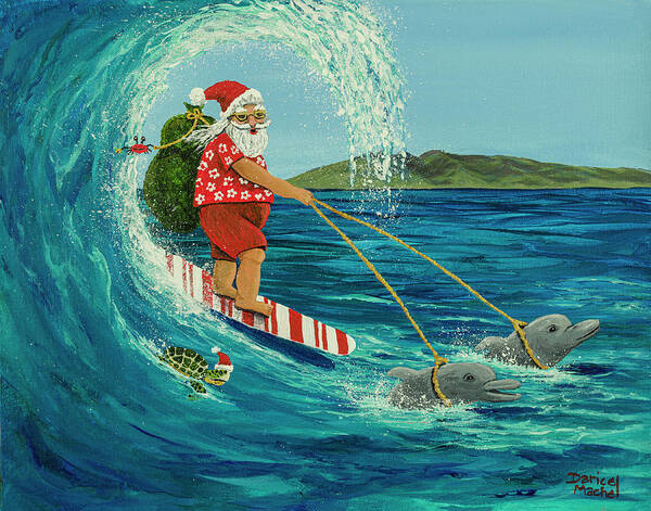Santa Poster featuring the painting Santa And Friends by Darice Machel McGuire