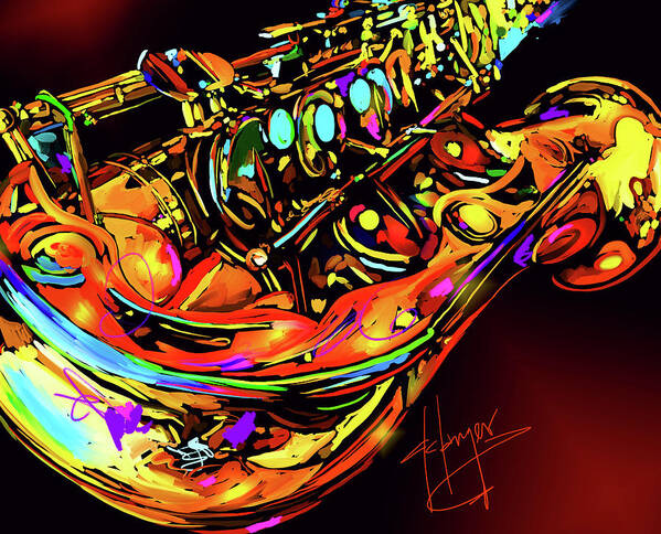 Sax4 Poster featuring the painting Saxophone 4 by DC Langer