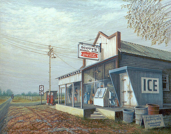 Landscape Poster featuring the painting Scott's General Store by George Lightfoot