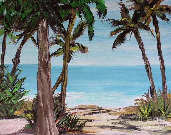 Palm Tree Beach Ocean Sea Island Water Sand Poster featuring the painting Smooth Water by James and Donna Daugherty