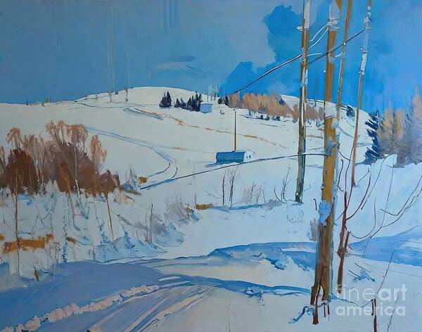 Snow Poster featuring the painting Snow Day Painting snow winter plein air impressionism landscape art artist birches brushes canvas color decline drawing easel gouache high water interior landscape museum oil oil on canvas paints by N Akkash