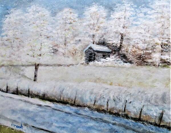 Landscape Poster featuring the painting Winter Shed by Gregory Dorosh