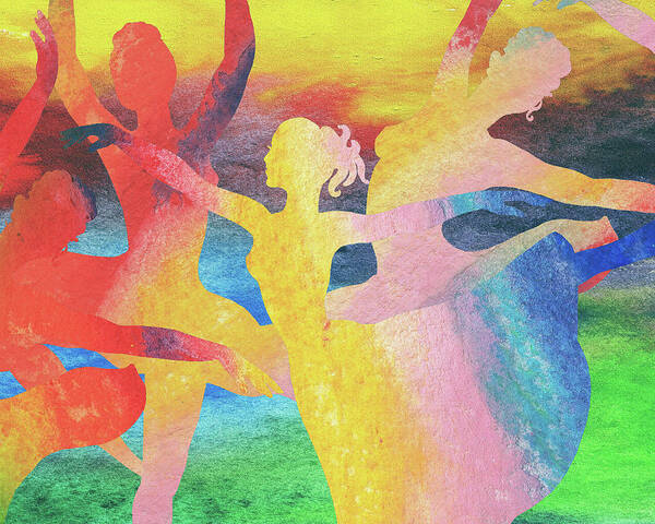 Ballerinas Poster featuring the painting Spinning Ballerina Silhouette by Irina Sztukowski