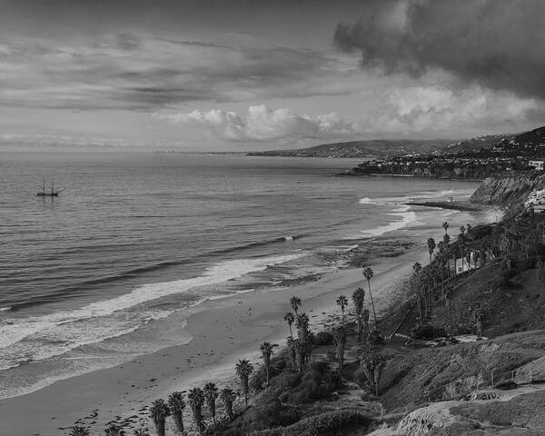 Dana Point Poster featuring the photograph Strands Beach with Brig Pilgrim by Cliff Wassmann