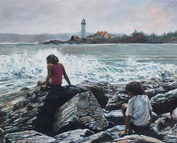 Maine Poster featuring the painting Summer On The Maine Coast by Eileen Patten Oliver