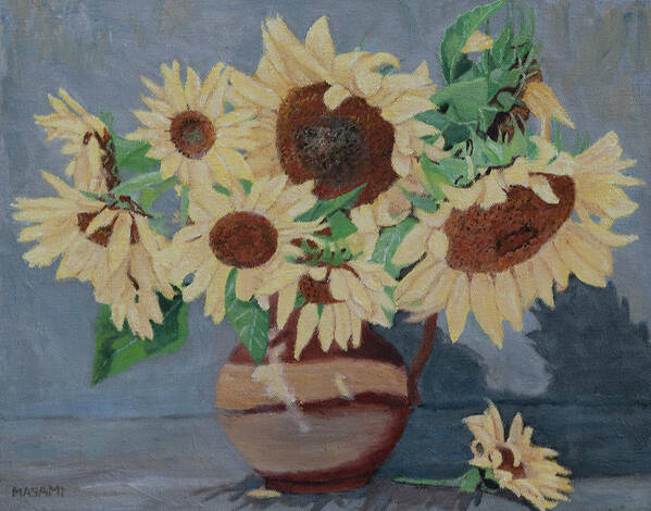 Flower Poster featuring the painting Sunflowers by Masami IIDA