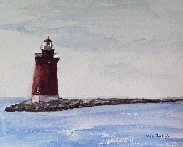 Painting Poster featuring the painting The Breakwater Lighthouse by Paula Pagliughi