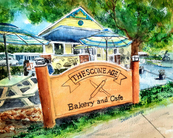 Scone Age Bakery Poster featuring the painting The Scone Age Bakery by Debbie Lewis