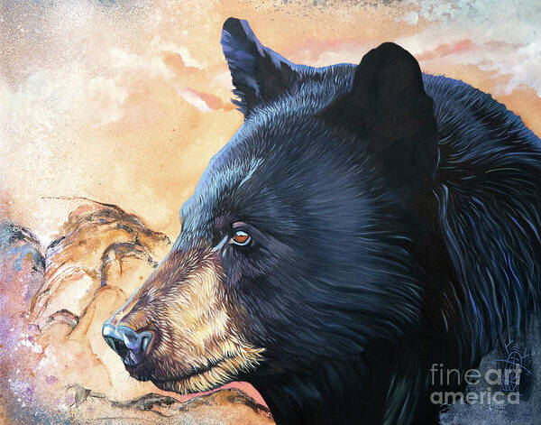 Bear Poster featuring the painting The Watcher by J W Baker