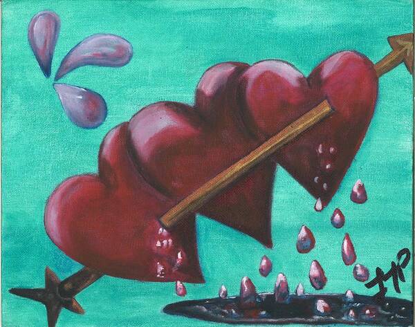 Love Poster featuring the painting Three Of Hearts by Esoteric Gardens KN