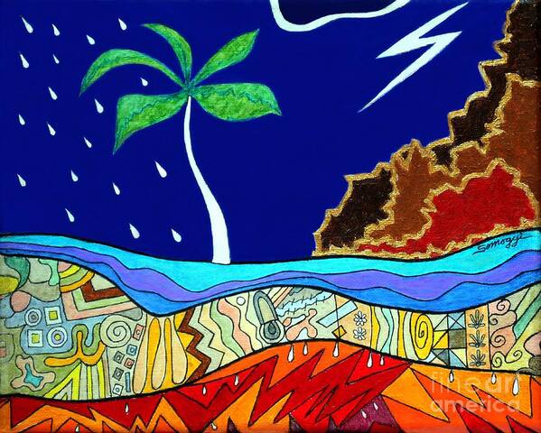 Landscape Poster featuring the painting Tropical Storm by Jayne Somogy