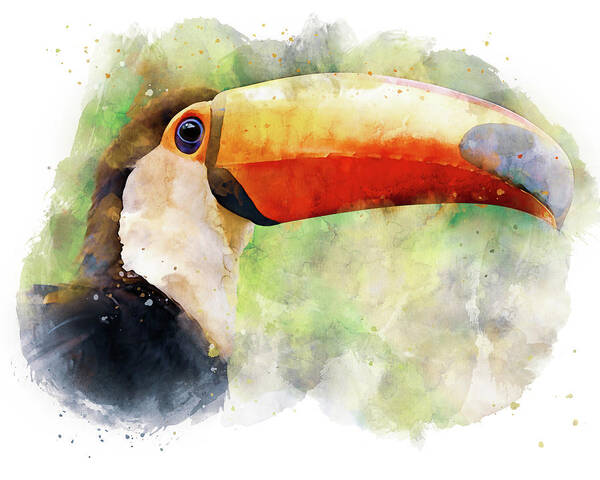 Tropical Toucan Bird Poster featuring the painting Tropical Toucan Bird - 02 by AM FineArtPrints