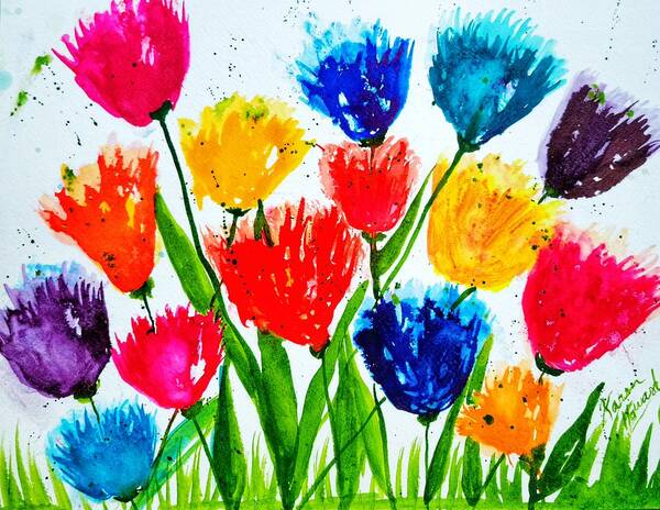 Tulips Poster featuring the painting Tulips-contemporary Art by Shady Lane Studios-Karen Howard