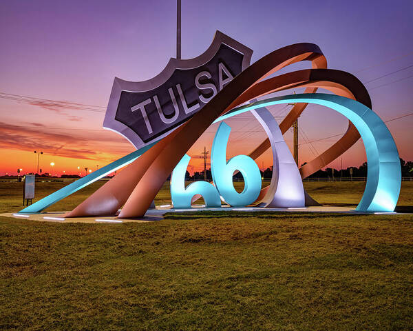 Tulsa Oklahoma Poster featuring the photograph Tulsa's Route 66 Rising at Dawn by Gregory Ballos