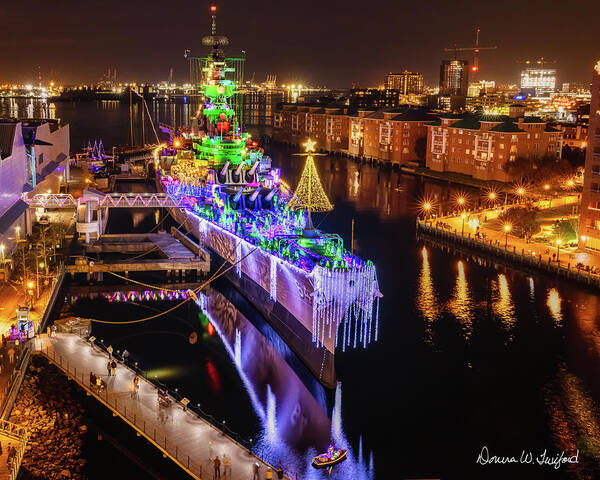 Bb-64 Poster featuring the photograph USS Wisconsin Christmas by Donna Twiford
