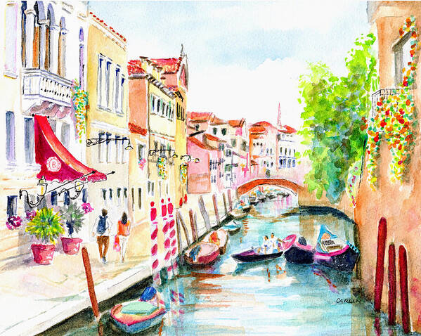 Venice Poster featuring the painting Venice Canal Boscolo Venezia by Carlin Blahnik CarlinArtWatercolor