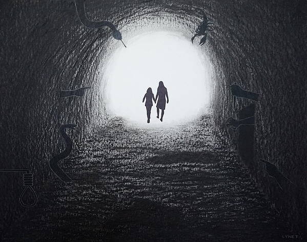 Walking Through The Darkness Towards The Light Poster featuring the painting Walking Through the Darkness Towards the Light by Lynet McDonald