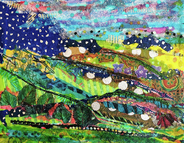 Mixed Media Poster featuring the mixed media Welsh Hills by Deborah Cherrin