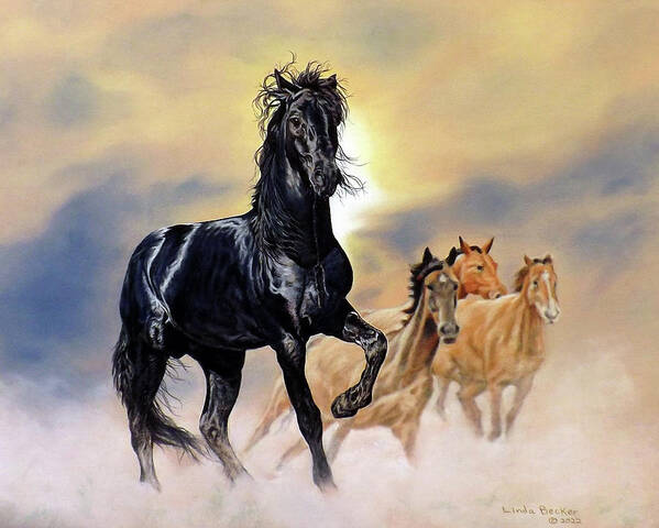 Horse Poster featuring the painting Wild and Free by Linda Becker