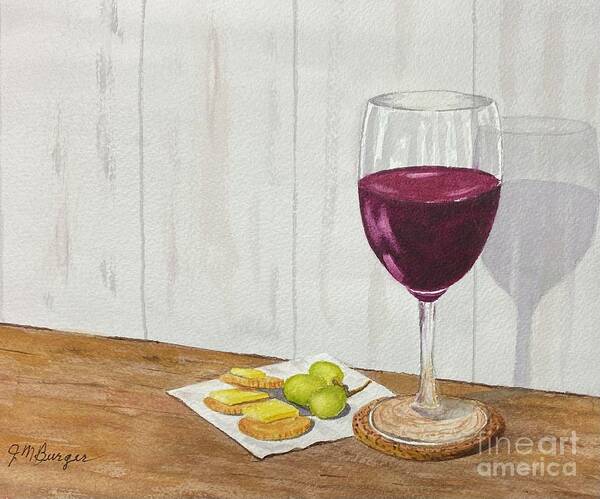 Grapes Poster featuring the painting Wine and Crackers by Joseph Burger